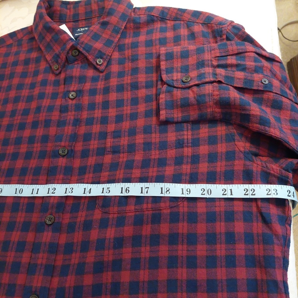 J. Crew Men's Button-Up Shirt Red/Blue Plaid Brushed Twill 100% Cotton Sz L NEW! - Picture 6 of 11